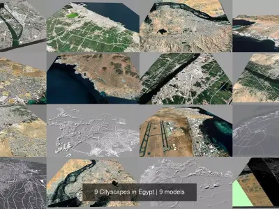 9 Cityscapes in Egypt 3D Model Pack