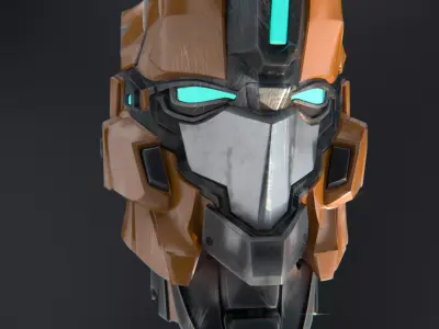 Sci Fi Mecha Head  AldnoahZero Fan Art Game Ready and SubD 3D model