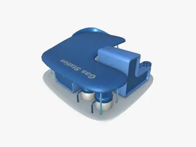 SciFi Gas Station A03 Blue - Sci Fi Exterior Design Low-poly 3D model