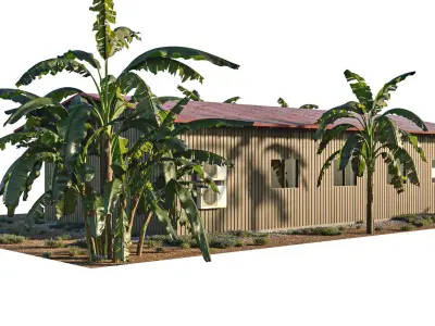 Army Barracks Low-poly 3D model