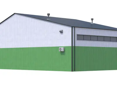 Industrial Building 13 Green Low-poly 3D model