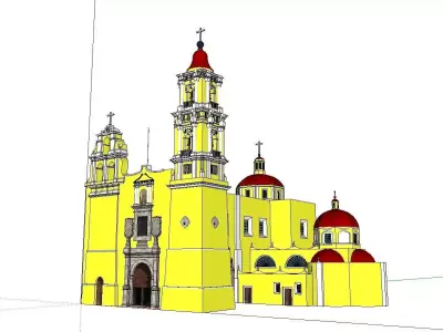 Architecture-Religion-God-Culture-Temple-0121 church with two... 3D model