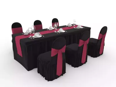Collection Banquet Table and Chair 48 3D Model Pack