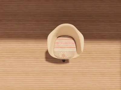 Eames Style Office Chair 3D Model - Metal - Wood - Fabric Low-poly 3D model