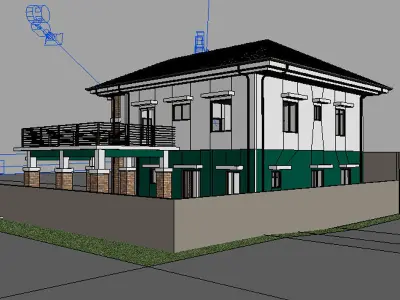 House with roof and balcony 3D model