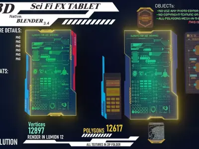 Sci Fi Tablet Low-poly 3D model