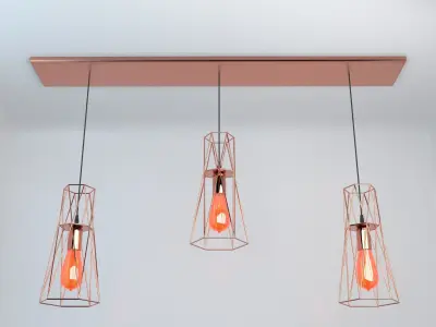 Pack of lamps with vintage bulb Low-poly 3D model