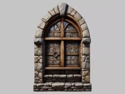 Medieval Stone Window Low-poly 3D model