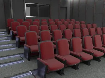 Cinema auditorium with seats and steps 3D model