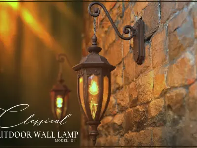 Classic 3D Wall-Mounted Outdoor Lamps - MODEL 04 - Low-poly 3D model