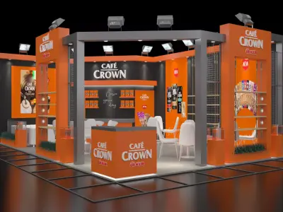 Model Description Exhibition Stand Cafe Crown Full Set 3D model