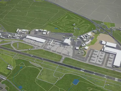 Luxembourg Airport - LUX Low-poly 3D model