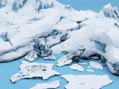 Ice mountain floe cartoon pack 3D model