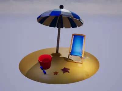 Hand Painted Stylized Beach Props Low-poly 3D model
