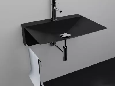 Sink bathroom black Low-poly 3D model