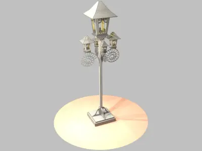 Wooden Lampost 3D model