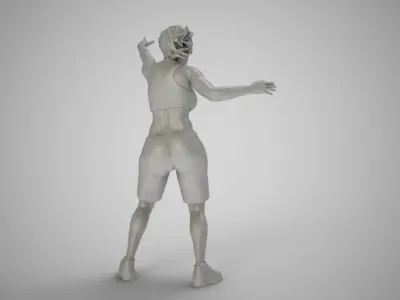 Girl Plays Street Basketball 2 3D print model