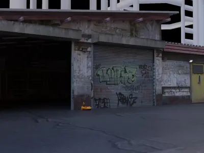 Urban Repair Garage for scenes and Games Low-poly 3D model