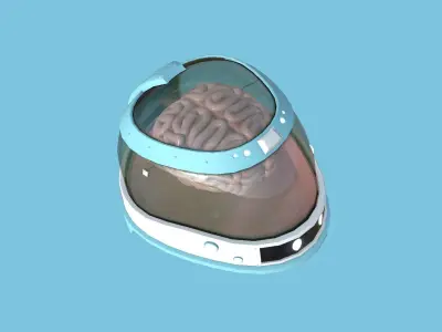 SciFi Brain Helmet 08 Faces - Character Design Fashion Low-poly 3D model