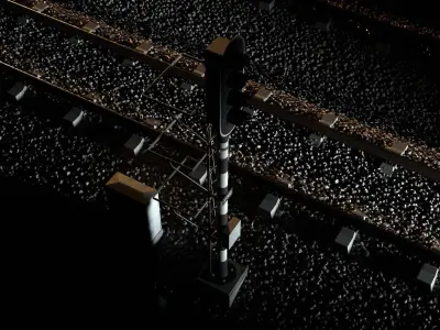 Railroad Traffic Light  Full Optics and Cabinet 3D model