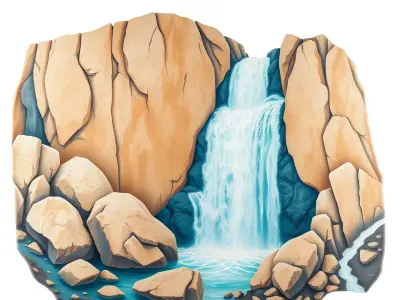 Vibrant Waterfall Terrain model pack Low-poly 3D model