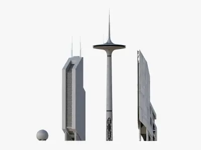  4 Futuristic Buildings Set 