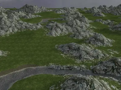 Mountain river with seamless geometry for infinite terrain 3D model