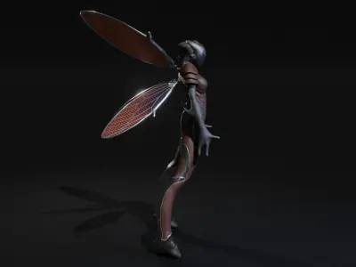 Winged Alien Low-poly 3D model