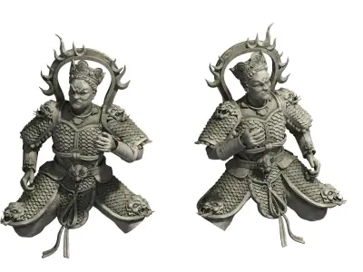 Zen - altar stone statues 02 3D model