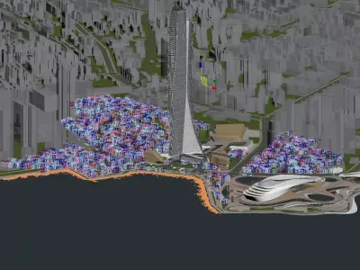 Futuristic Skyscraper Tower by the Waterfront 3D model