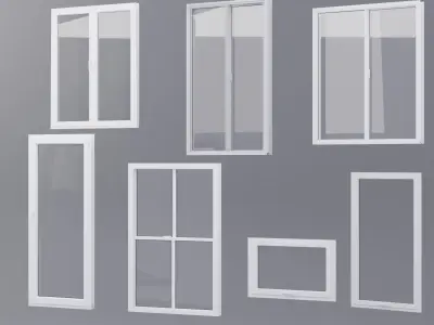 White pvc windows Low-poly 3D model