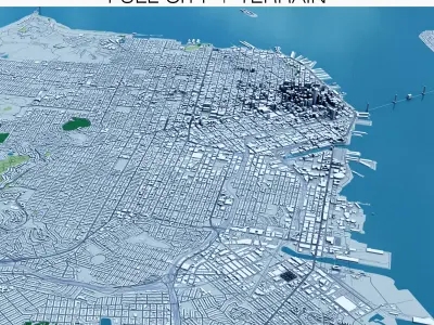 San Francisco with Terrain 3D model