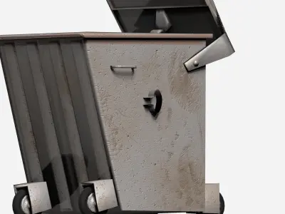 Galvanize big street garbage container Low-poly 3D model