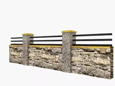 old garden wall 04 Low-poly 3D model