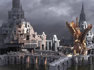 King Arthur Palace bridge City 1 3D model