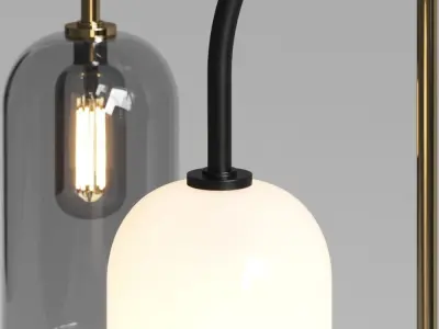 Pottery Barn Claremont Milk Glass and Clear Cylinder Floor Lamps 3D model