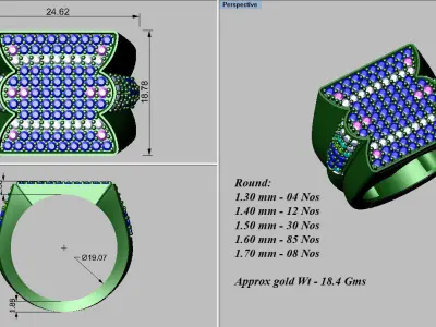 light weight gold diamond rings-C111116SKCH2026007-wt-20-25 3D print model