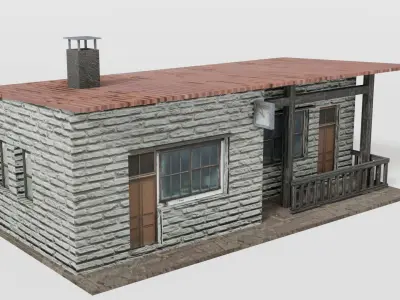 Small rural train stop Low-poly 3D model