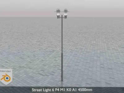 Street Light 6 F4 M1 K0 A1 4500mm  Low-poly 3D model