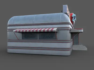 Vintage Diner Worn Game Ready Low-poly 3D model
