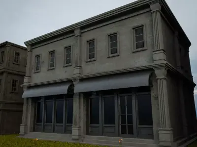 OLD RETRO CLASSICAL BUILDING 10 Low-poly 3D model