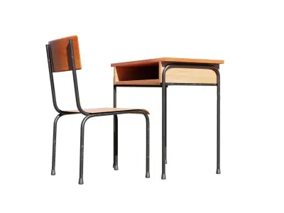 Desk and Chair Low-poly 3D model