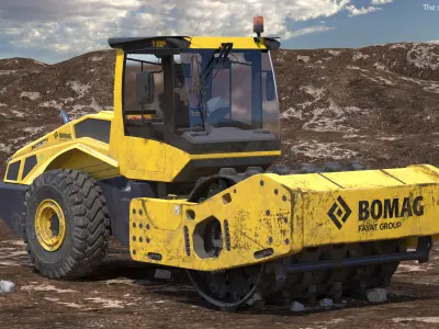 BOMAG BW226 PDH5 Single Drum Compactor Dirty 3D model