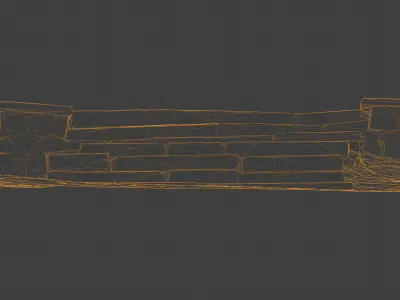 Photorealistic 3D scan of old concrete stairs Low-poly 3D model