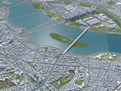 Yeouido District Seoul South Korea Low-poly 3D model