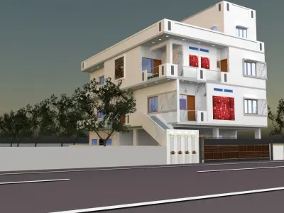 2 FLOOR DUPLEX EXTERIOR Low-poly 3D model