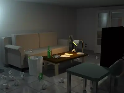 Dudes Messy Living Room 3D model