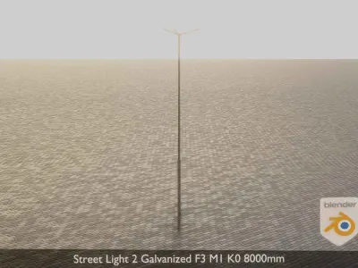 Street Light 2 Galvanized F3 M1 K0 8000mm Low-poly 3D model