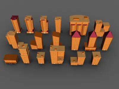 Cartoon city 4 Low-poly 3D model