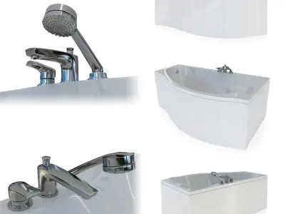 Aquanet Palma bathtub with Kludi MX mixer 3D model